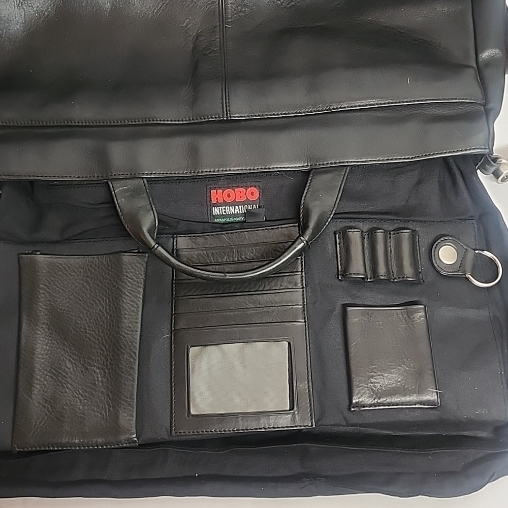 HOBO INTERNATIONAL Black Leather Unisex Bag. Organizer Carryall Minimalist Sz L - Picture 4 of 13